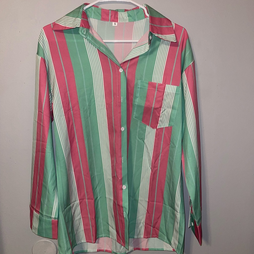 Watermelon striped button up